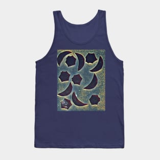 Dark Blue Half Moon and Star Pattern Tank Top